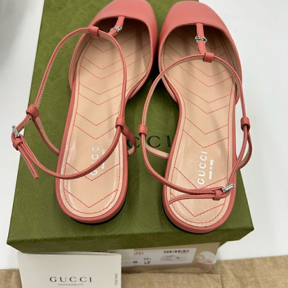 Women’s Gucci,T strap GG pink, leather ballet, flat size 39.5 made in Italy - Picture 11 of 11